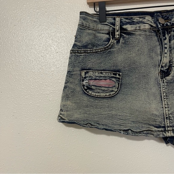 Y2K 90s Denim Mini Skort Mini Skirt With Shorts Vintage Size Large - Picture 3 of 7